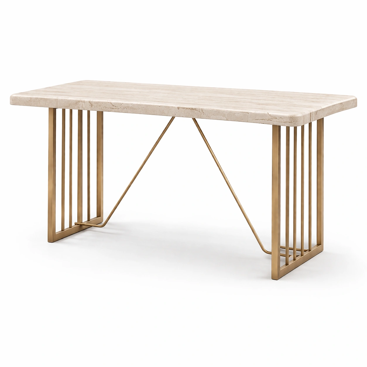Designer Esstisch mit Steinplatte Beige-kenvorio